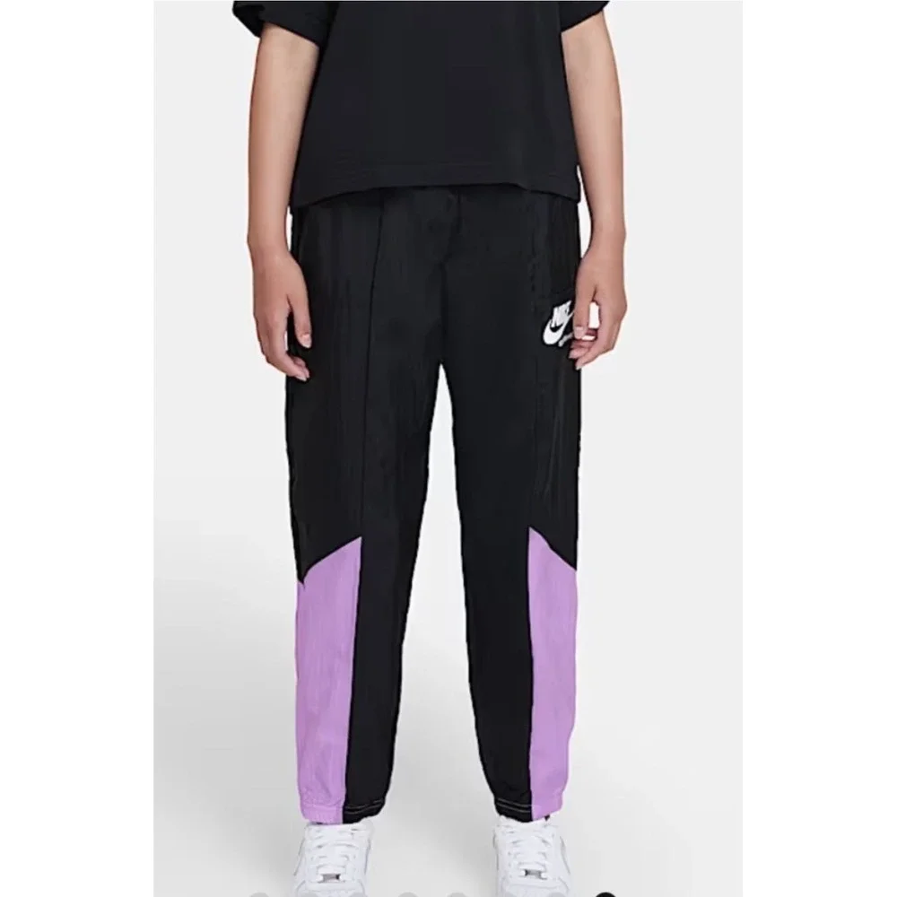 Nike Sportswear Girls Black Purple Colorblock Track Pants XL
